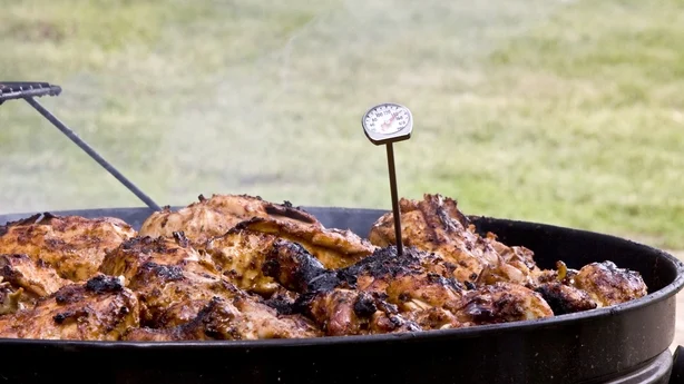 kødtermometer, der bruges på BBQ kylling